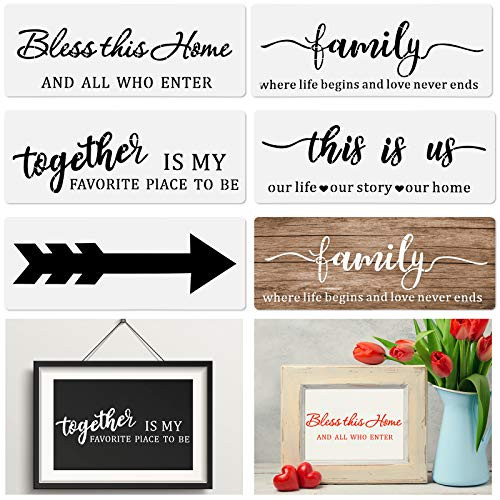 5 Pieces Word Stencils Inspirational Quote Stencils Reusable Word Sign Stencils for Wood Art Plastic Motivational Templates Stencils Painting on Wood and Walls Home Window Glass Decor