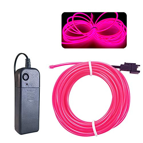 EL Wire Pink MaxLax 16ft Neon Lights Noise Reduction Neon Glowing Strobing Electroluminescent Wire for Parties Halloween DIY Decoration