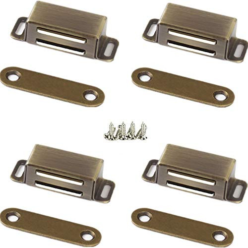 Kitchen Cabinet Magnets Closure WENJUUS 4 Pack Cabinet Magnetic Catch Strong Cupboard Door Magnets Heavy Duty 15 lbs Metal RV Drawer Latch Closet Closing Stainless Steel Shutter Hardware Closer-Bronze