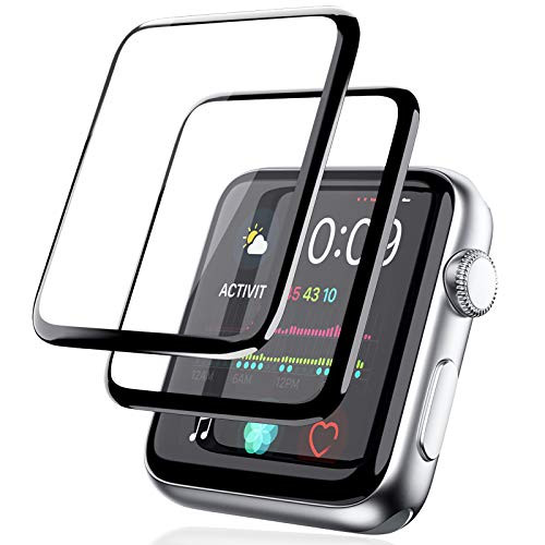 2 Pack Screen Protector for Apple Watch 42mm Series 321 Full Coverage Bubble-Free Scratch-resistant Anti-Fingerprint HD Screen Transparent Protector-Black