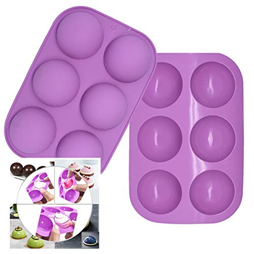 2 pack Semi Sphere Silicone Mold for Chocolate Cake Jelly Pudding Handmade Soap Round Shape Half Sphere Mold Non Stick BPA Free Cupcake Baking Pan