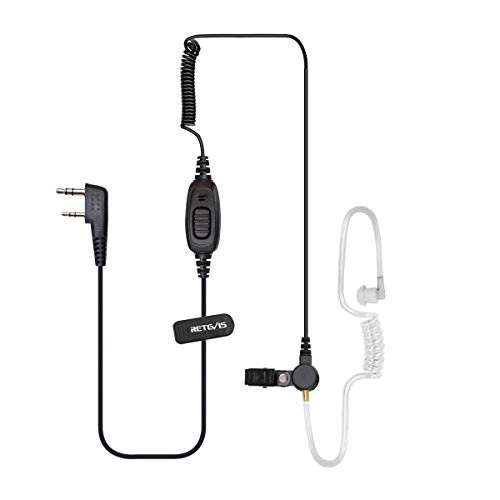 Retevis Walkie Talkie Earpiece2 Pin Covert Acoustic Tube Earpiece Adjustable Length Police Radio Earpiece with Mic for UV-5R UV-5RA 888S Retevis RT22 H777 RT21 Two Way Radio1 Pack