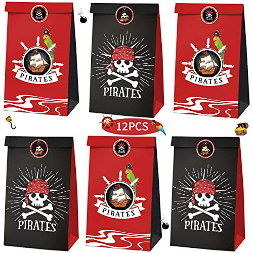 TONIFUL Pirate Candy Favor Skull Party Bags Goodie Gift Treat Bags for Pirate Themed Loot Treasure Party Ideas Boys Kids Birthday Decoration Supplies TONIFUL Pirate Candy Favor Skull Party Bags Goodie Gift Treat Bags for Pirate Themed Loot Treasure Party Ideas Boys Kids Birthday Decoration Supplies