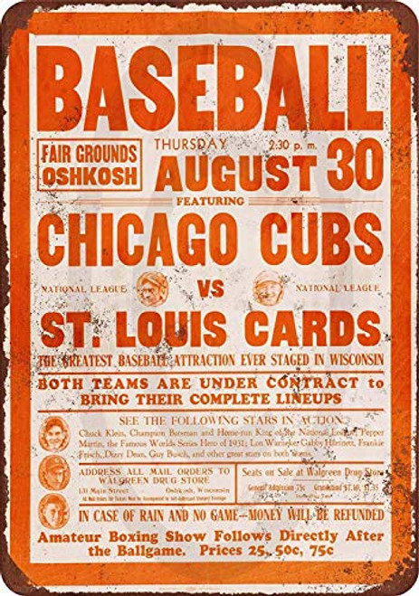 TOPFINES New Tin Sign 1934 Cubs vs_ Cardinals at OshKosh Vintage Look Aluminum Metal Sign 8x12 Inches M4074