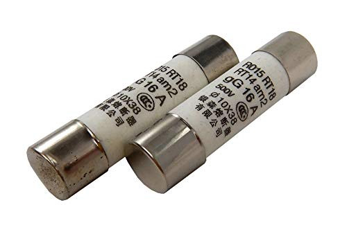 Zephyr Low Breaking Ceramic Cartridge Fuse Set of 2 10x38mm 500V 16 Amp