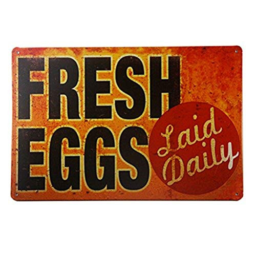 MAIYUAN TIN Sign Fresh Eggs LD Metal Decor Art Chicken Coop Kitchen Cottage Farm WYB0053