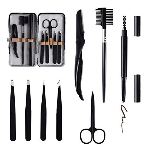 8PCS Eyebrow Kit For Women Men 8 in 1 Tweezers for Eyebrows Professional Eyebrow Grooming Set With Eyebrow Scissors Eyebrow Comb Razor for Face Tweezers Eyelash Eyelash Brush Eyebrow pencil Black 8PCS Eyebrow Kit For Women Men 8 in 1 Tweezers for Eyebrows Professional Eyebrow Grooming Set With Eyebrow Scissors Eyebrow Comb Razor for Face Tweezers Eyelash Eyelash Brush Eyebrow pencil Black