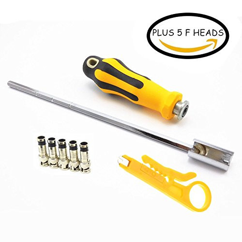 Bestmotoring Profession F Extraction Tool F Connector Extraction Tool F Connector Extractor Surveillance Video Matrix F Connector Prolong Tool RG6 Screwdriver (plus 5 F heads)