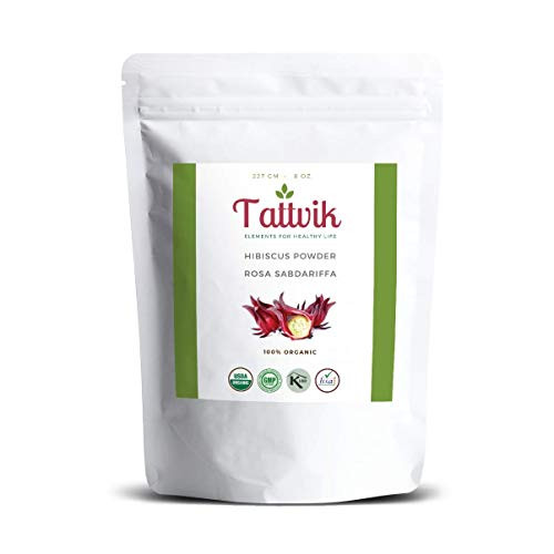 Organic Hibiscus Flower Powder USDA Certified 100 Pure Natural by Tattvik 227 GM 12 LB 08 Ounce
