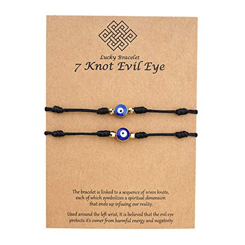 tenghong2021 Evil Eye 7 Knots Lucky Bracelets Set Adjustable Red String Amulet Handmade Waterproof Lucky Bracelet for Protection Good Luck String Bracelet Kabbalah Friendship Bracelets - F tenghong2021 Evil Eye 7 Knots Lucky Bracelets Set Adjustable Red String Amulet Handmade Waterproof Lucky Bracelet for Protection Good Luck String Bracelet Kabbalah Friendship Bracelets - F
