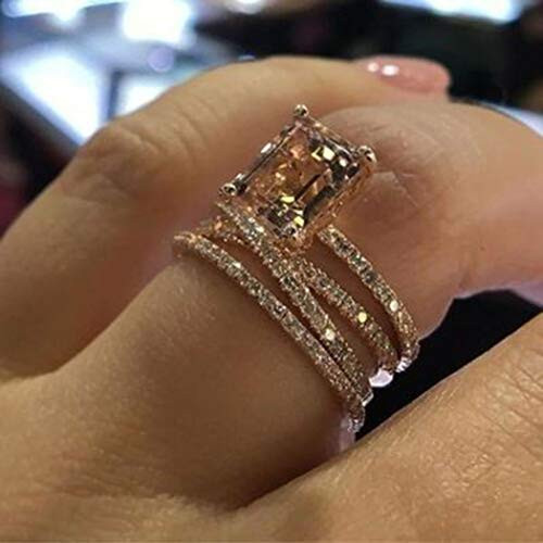 Unsutuo Rings Rose Gold Engagement Rings Wedding Band Rings for Women 8