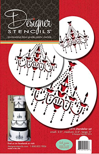 Designer Stencils C474 Chandelier Stencil Set Cake and Cookie Stencils, Beige/Semi-Transparent