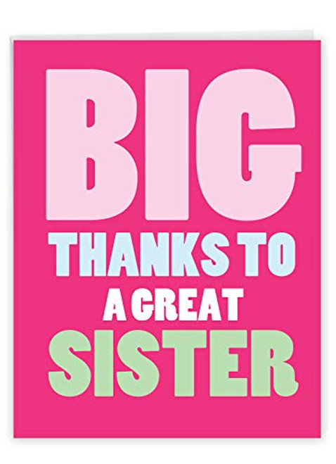 NobleWorks Great Sister - Big Thank You Card for Sisters 8_5 x 11 Inch - Siblings Appreciation Gift Pink Gratitude Notecard J3237SXG