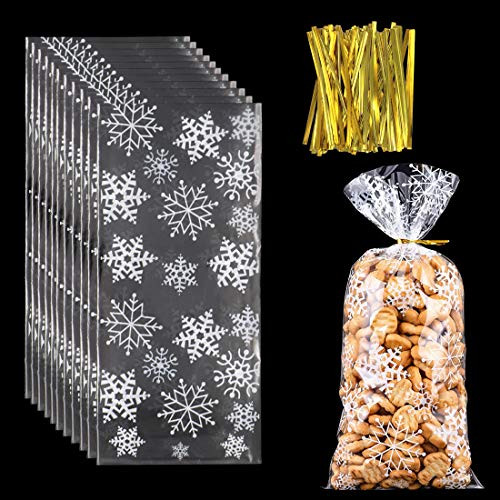 Christmas Cellophane Goody Bags 5 x 11 inch Snowflake Candy Flat Bags 100 PCS Cello Treat Bags Plastic Party Favor Bags for Gift Bakery Cookies Candies with 100 Twist Ties Christmas Cellophane Goody Bags 5 x 11 inch Snowflake Candy Flat Bags 100 PCS Cello Treat Bags Plastic Party Favor Bags for Gift Bakery Cookies Candies with 100 Twist Ties