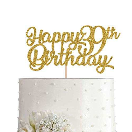 39th Birthday Cake Topper Gold Glitter Cheers To 39 Years Party Decoration Supply