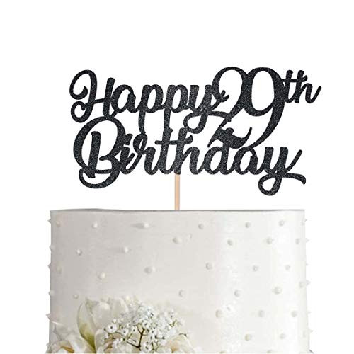 Black Happy 29th Birthday Cake Topper Black Glitter Cheers To 29 Years Party Cakes Decorations Supply