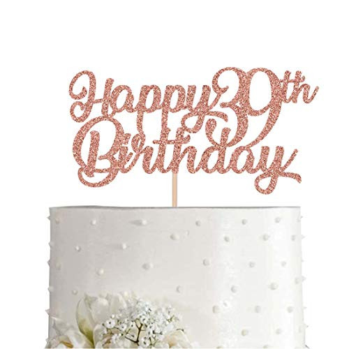 39th Birthday Cake Topper Rose Gold Glitter Cheers To 39 Years Party Decoration Supply