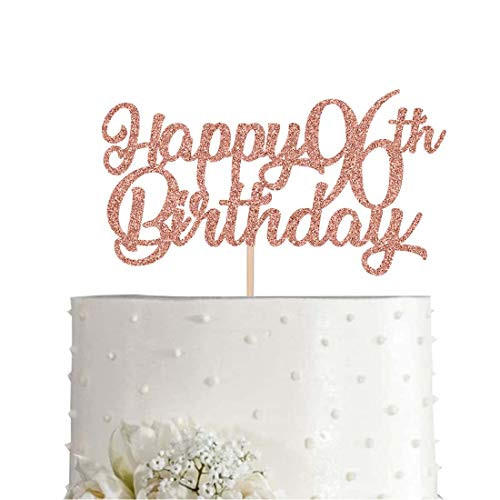 96th Birthday Cake Topper Rose Gold Glitter Cheers To 96 Years Party Decoration Supply