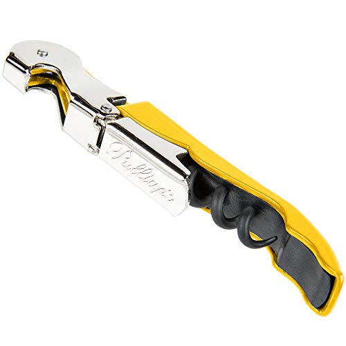 Pulltaps Double-Hinged Waiters Corkscrew Wine Opener and Foil Cutter Beer Bottle Opener Yellow