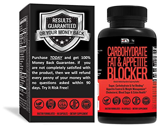 Carb Blocker by Dr Robbins  Contains Phase 2 White Kidney Bean Extract Garcinia Cambogia Chitosan Nopal Prickly Pear Extract Glucomannan  Made in USA  90 Veg Capsules
