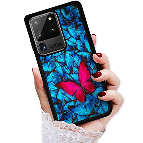 for Samsung Note 20 Ultra Durable Protective Soft Back Case Phone Cover HOT12155 Blue Red Butterfly 12155