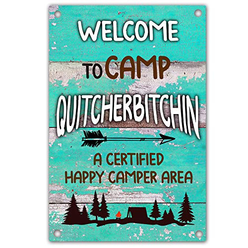 Welcome to Camp Funny Retro Metal Sign Camping Lover Parents Room Camper Wall Decor