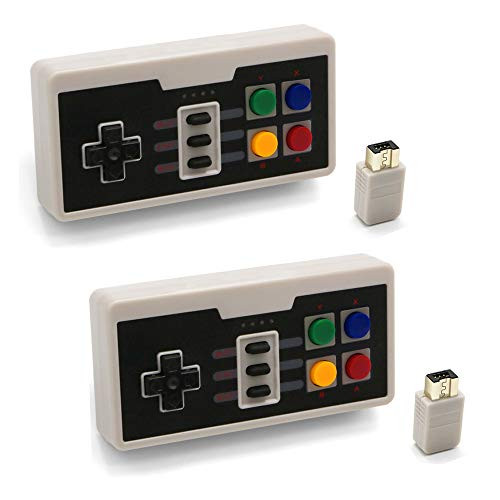 2 Pack Wireless Gaming Controller Compatible with NES Nintendo Classic Edition Mini, Replacement Joypad Gamepad for NES Nintendo Classic Mini Edition 2016 Multicolor