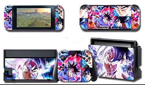 Alvhntr Dragon Ball Super Saiyan Vinyl Skin Decal Stickers for Nintendo Switch Anime Protector Wrap Cover Protective Faceplate Full Set Console Joy-Con Dock Dragon Ball 2371