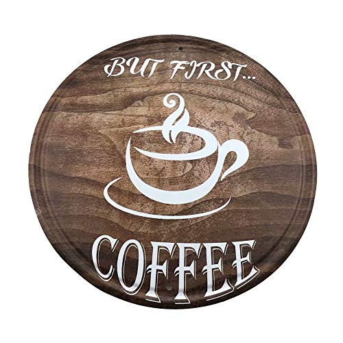 Angeloken Retro Metal Sign Vintage Tin Sign But First Coffee Sign for Plaque Poster Cafe Wall Art Gift 12 X 12 INCH