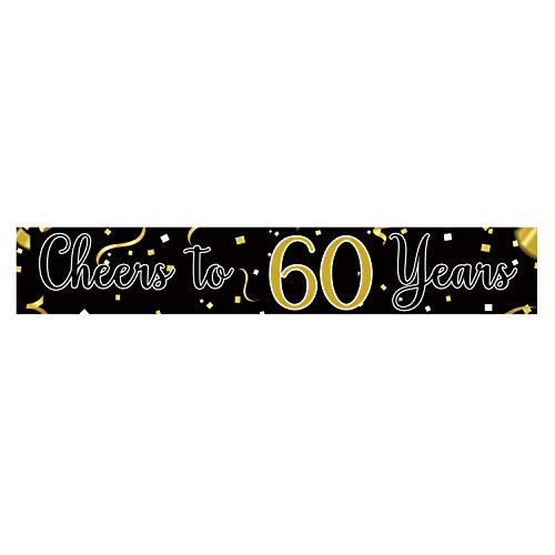 Large Cheers to 60 Years Banner Happy 60th Birthday 60th Anniversary Party Sign Birthday Hanging Banner Anniversary Celebration Flag?9_8 x 1_6 ft