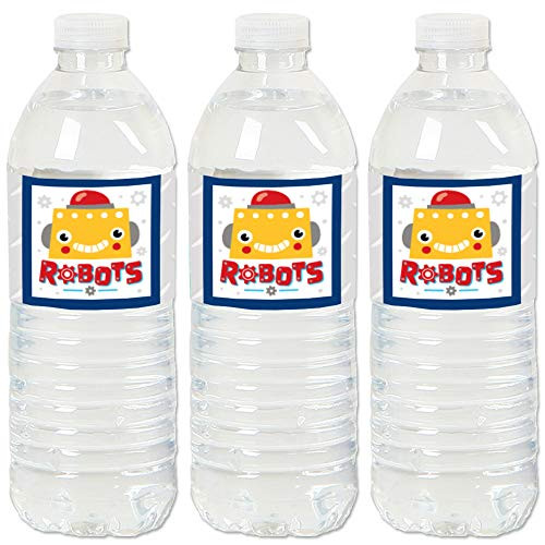 Big Dot of Happiness Gear Up Robots - Birthday Party or Baby Shower Water Bottle Sticker Labels - Set of 20 Big Dot of Happiness Gear Up Robots - Birthday Party or Baby Shower Water Bottle Sticker Labels - Set of 20