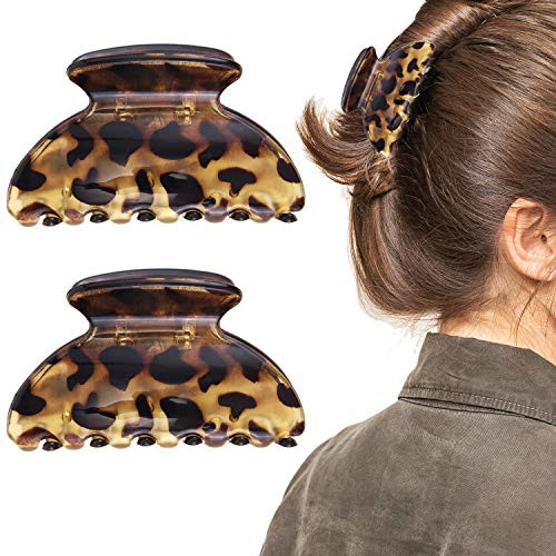 Boobeen 2 Pack Hair Claw - Leopard print Large Hair Claw - Clips Hair Catch Barrette Jaw Clamp for Women - Fashion Accessories for Women Girls Y2-Leopard