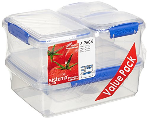 Sistema Multi Piece Food Storage Containers in Assorted Shapes and Colors, Set of 6, Assorted