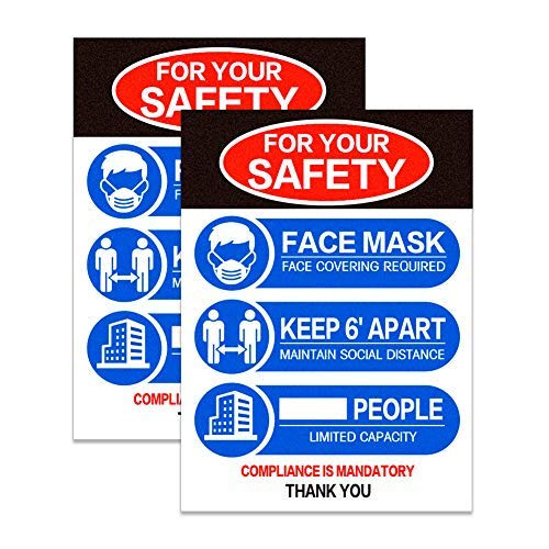FaCraft Social Distancing Maximum Capacity Sign Decal 2pcs 7 x 9_8 Capacity Sign Decal