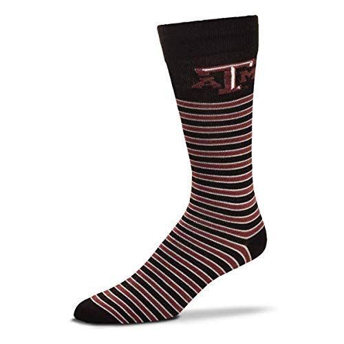 For Bare Feet Mens NCAA Thin Stripes Crew Dress Socks-Texas A and M Aggies-Large For Bare Feet Mens NCAA Thin Stripes Crew Dress Socks-Texas A and M Aggies-Large