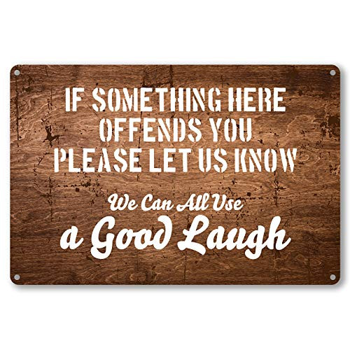 ForbiddenPaper Funny Quote Sarcastic Metal Tin Sign Wall Decor - Vintage We Can All Use A Good Laugh Metal Tin Sign for Home Bar Man Cave Wall Decor Gifts - Retro Metal Signs Decor Gift 8x12 Inch