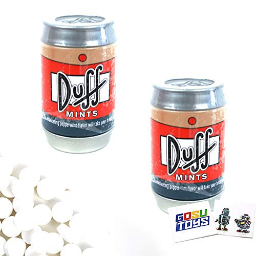 The Simpsons Duff Mints Peppermint Duff Can Shaped Tin 2 Pack with 2 GosuToys Stickers