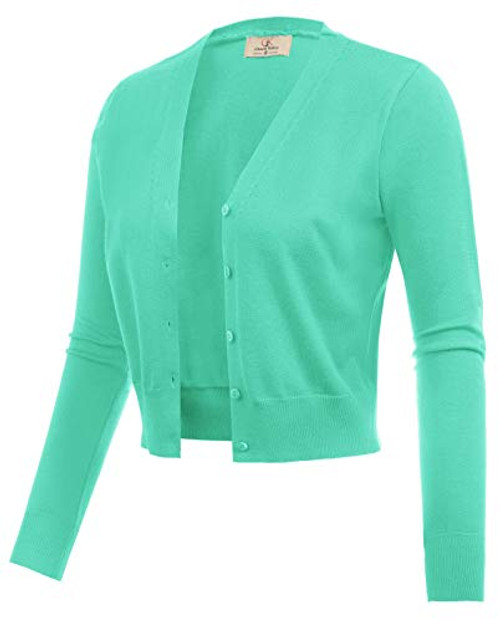 Women Open Front Bolero Shrug Jacket Cardigan Mint Green Size 3XL CL2000-19