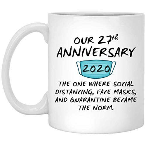 Happy 27Th Anniversary Mug Quarantine Couple Spouse For Him Her Husband Wife Wedding Gift 11oz