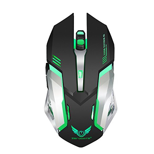 Wireless Mouse,Attoe Ergonomic 2.4G Wireless Mouse Noiseless Rechargeable Gaming Mouse 4 Adjustable DPI Optic Mouse with 7 Colors Breathing Light for PC Laptop Notebook Android Windows OS Mac (Black)
