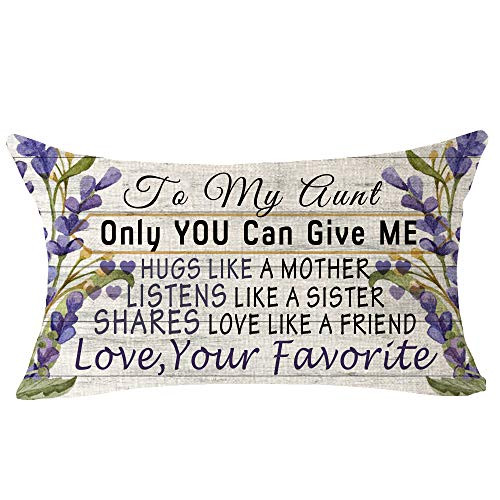 ITFRO Nice Aunt Birthday Gift You are My Best Friend I Love You Decorative Throw Lumbar Waist Pillow Case Cushion Cover Cotton Burlap Rectangle for Sofa Living Room 12X20 inches A