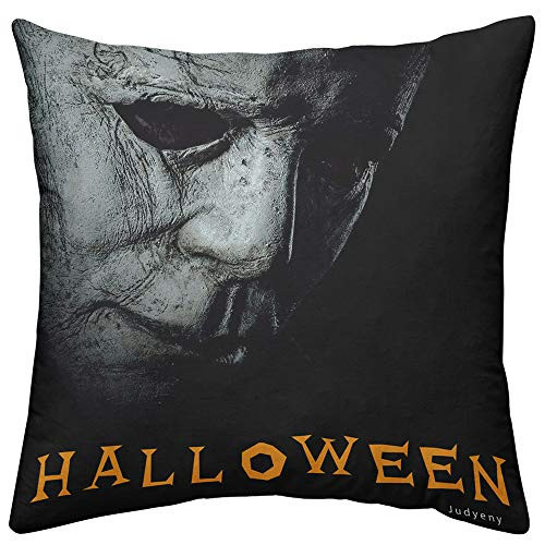 Judyeny Halloween Happy Throw Pillow Case Michael-Myers Orange and Black Pillow Cover Happy Halloween Short Plush Sofa Bed Throw Cushion Cover Decoration 18 x 18