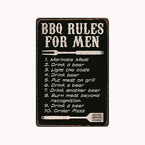 metal tin sign BBQ Rules for Men for Bar Cafe Garage Wall Decor Retro Vintage 7_87 X 11_8 inches