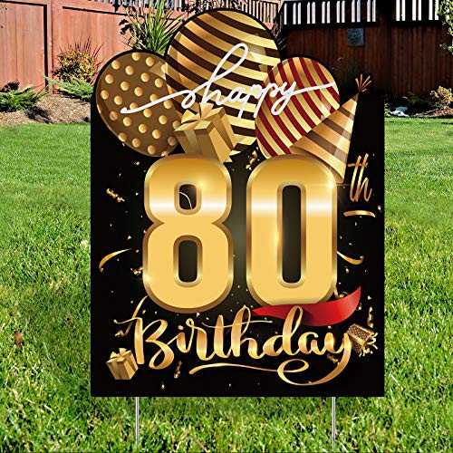 Motarto 80th Happy Birthday Yard Sign Lawn Signs 80th Birthday 1940 Outdoor Lawn Sign Black Gold Happy Birthday Yard Sign Lawn Signs with Stakes for Yard Birthday Lawn Decorations Motarto 80th Happy Birthday Yard Sign Lawn Signs 80th Birthday 1940 Outdoor Lawn Sign Black Gold Happy Birthday Yard Sign Lawn Signs with Stakes for Yard Birthday Lawn Decorations