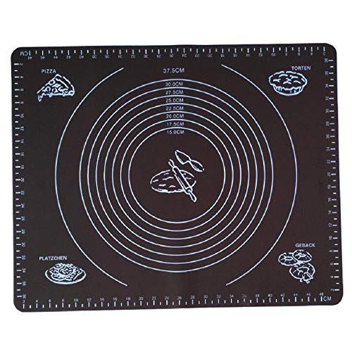 Silicone Pastry Mat - Large Silicone Extra Thick Non Stick Baking Mat with Measurement Fondant Mat Counter Mat Dough Rolling Mat Oven Liner Pie Crust Mat 20 X 16 Brown