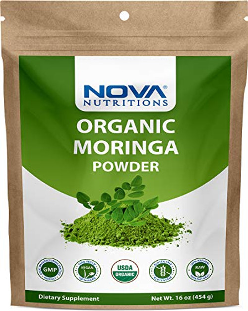 Nova Nutritions Certified Organic Moringa Oleifera Leaf Powder 16 OZ 454 gm - Superfood Green Powder Nova Nutritions Certified Organic Moringa Oleifera Leaf Powder 16 OZ 454 gm - Superfood Green Powder