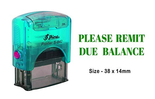 PrintValue Please Remit Due Balance Self Inking Rubber Stamp Shiny Office Stationary Custom Stamp-Green Ink