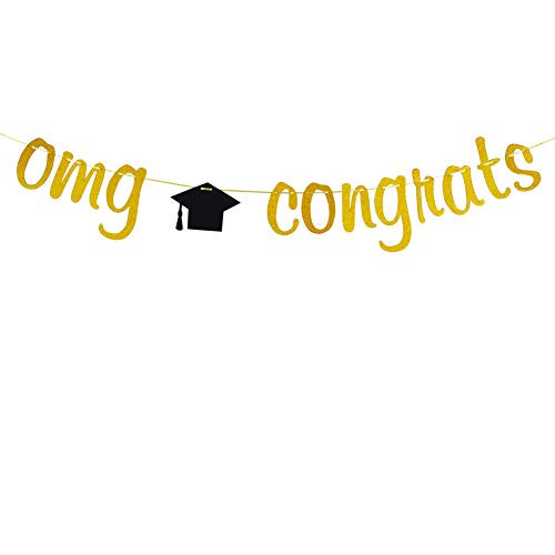 Omg Congrats Banner Congrats Grad Bunting Sign Class of 2020 Graduation Party Decorations Gold Glitter