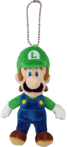 Sanei Super Mario Plush Series Plush Doll: 5.5" Luigi Mascot Strap Japanese Import