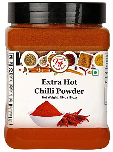 TAJ Premium Indian Extra Hot Chilli Powder 16-Ounce Jar